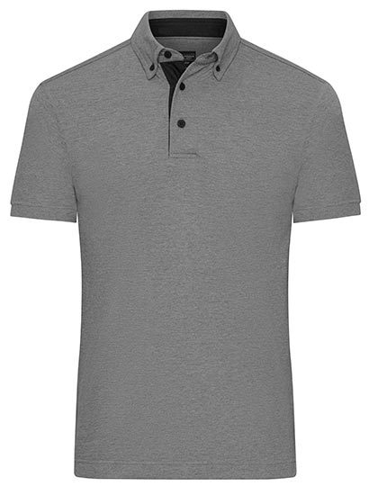 Men´s Plain Polo - Leichte Melange - Schwarz