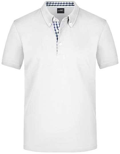 Men´s Plain Polo - Weiss- Marine