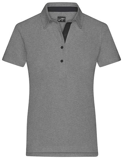 Ladies´ Plain Polo -  Leichte Melange  -Schwaraz