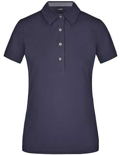 Ladies´ Plain Polo -    Marine - Weiss