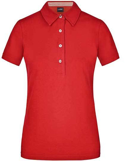 Ladies´ Plain Polo -      Rot      - Weiss