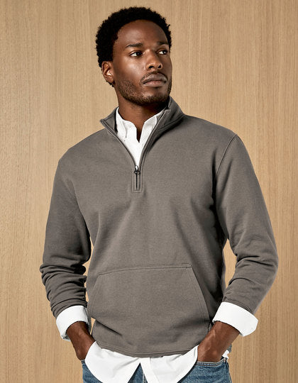 Regular Fit 1/4 Zip Pique Sweatshirt - Marine