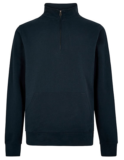 Regular Fit 1/4 Zip Pique Sweatshirt - Marine