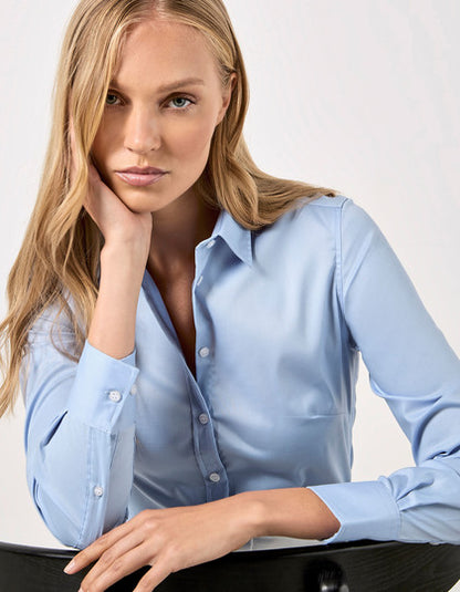 Women´s Tailored Fit Stretch Oxford Shirt Long Sleeve-Weiß