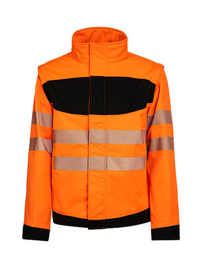 EOS Hi-Vis Workwear Softshell Jacket With Printing Area - Signalorange - Schwarz