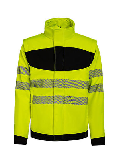 EOS Hi-Vis Workwear Softshell Jacket With Printing Area - Signalgelb - Schwarz