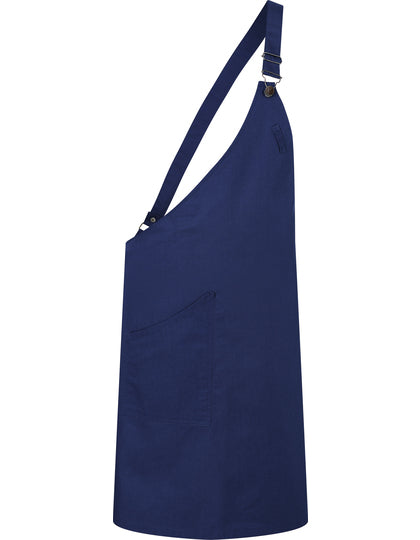 Asymmetrische Latzschürze Classic mit Tasche-Marine