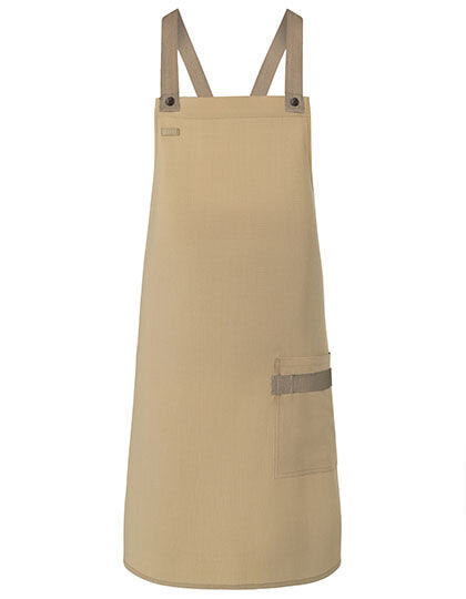 Latzschürze Urban-Look mit Kreuzbändern – Karlowsky LS 38 - Kiesel (Pebble)