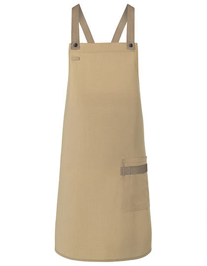 Latzschürze Urban-Look mit Kreuzbändern und Tasche-Kiesel
