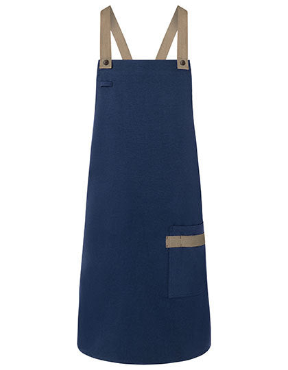 Latzschürze Urban-Look mit Kreuzbändern und Tasche-Stahlblau