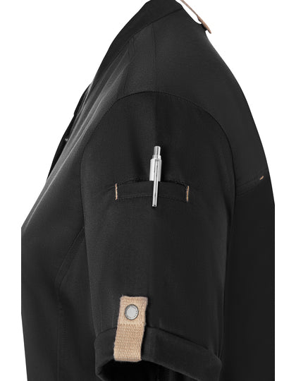 Damenkochjacke Green-Generation Kurzarm - Schwarz (ca. Pantone 419C )