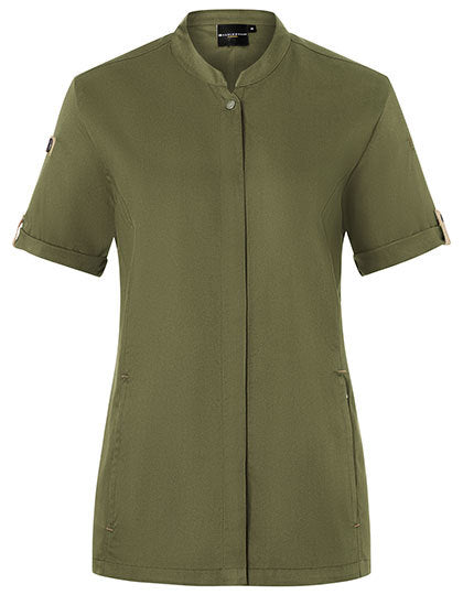 Damenkochjacke Green-Generation Kurzarm - Moosgrün (ca. Pantone 7764C)