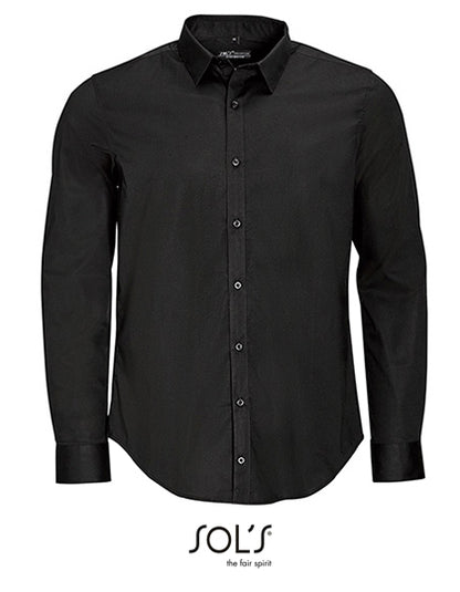 Men´s Long Sleeve Stretch Shirt Blake-Schwarz