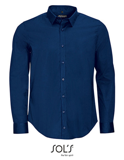 Men´s Long Sleeve Stretch Shirt Blake-Dunkelblau
