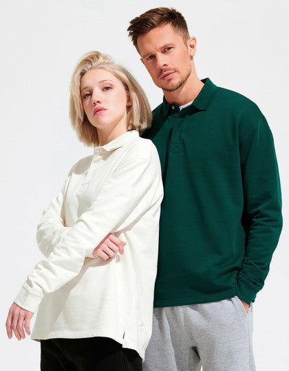 Unisex Polo Collar Sweatshirt Heritage - Cremefarben