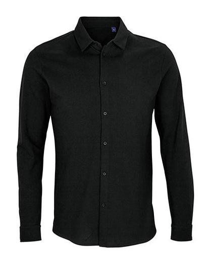 Men´s Cotton Pique Shirt Basile- Tiefschwarz