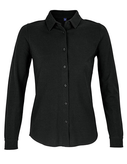 Women´s Cotton Pique Shirt Basile- Tiefschwarz