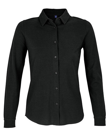 Women´s Cotton Pique Shirt Basile- Tiefschwarz