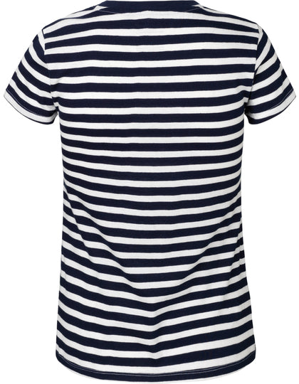 Ladies´ Fit T-Shirt - Weiß - Marineblau (gestreift)