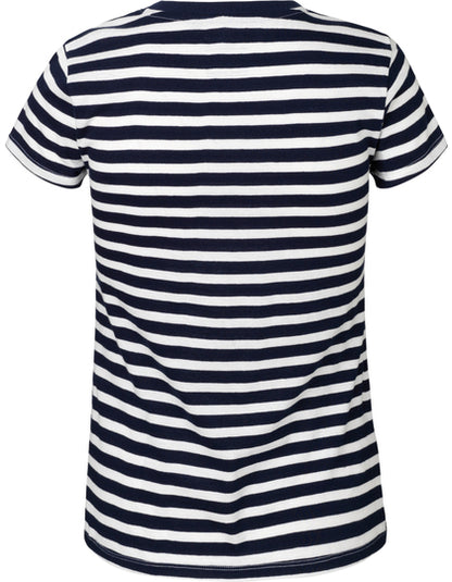Ladies´ Fit T-Shirt - Weiß - Marineblau (gestreift)