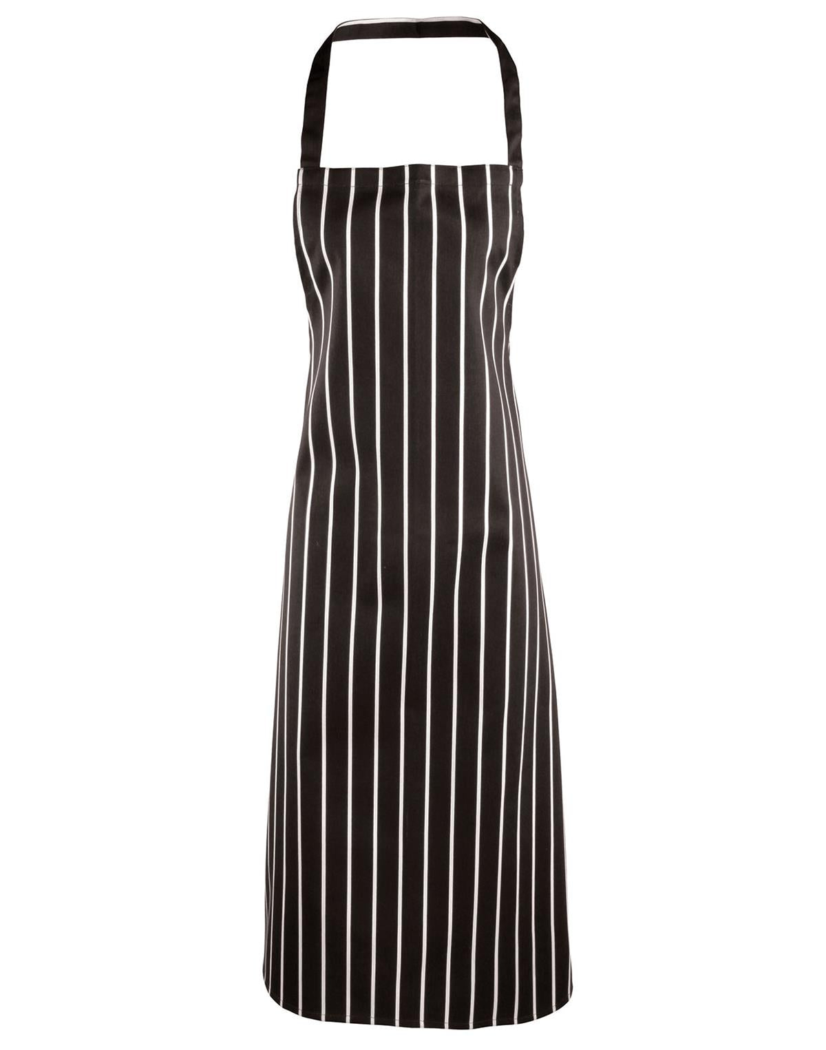 Gestreifte Latzschürze – Premier Striped Bib Apron - Schwarz