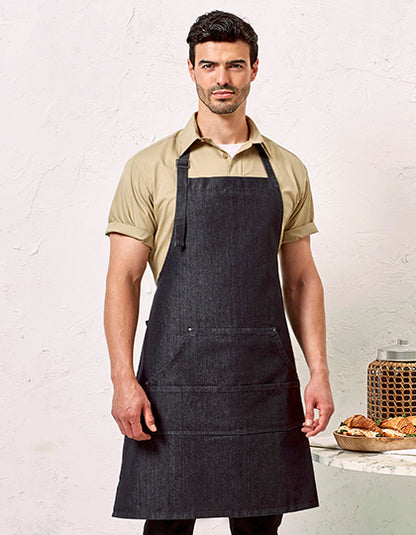 Jeans Stitch Denim Bib Apron-Indigo Denim