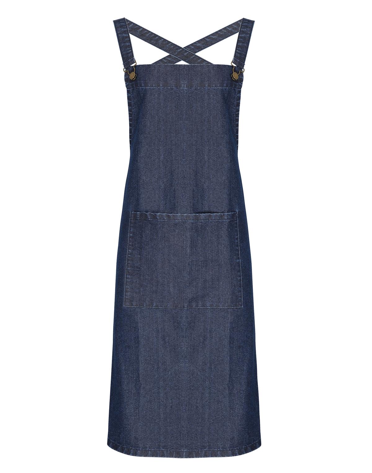 Barista-Latzschürze mit Kreuzbändern – Premier Cross Back - Indigo-Denim