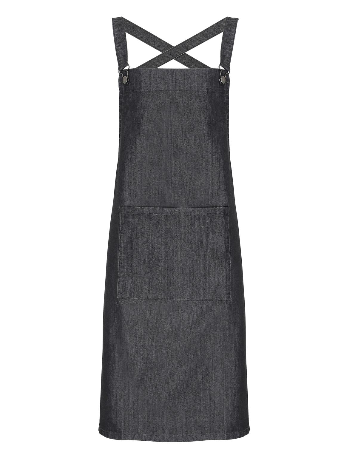 Barista-Latzschürze mit Kreuzbändern – Premier Cross Back - Schwarz-Denim