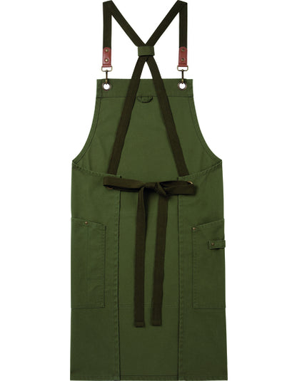 Clip ‘n’ Clasp Cross-Back Bib Apron-Olive