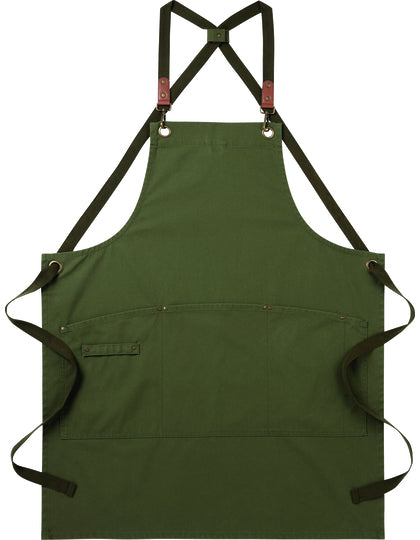 Clip ‘n’ Clasp Cross-Back Bib Apron-Olive