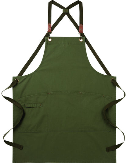 Clip ‘n’ Clasp Cross-Back Bib Apron-Olive
