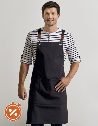 Clip ‘n’ Clasp Cross-Back Bib Apron-Khaki