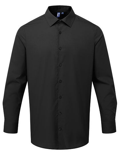 Men’s Long Sleeve ‘Recyclight’ Poplin Shirt-Schwarz