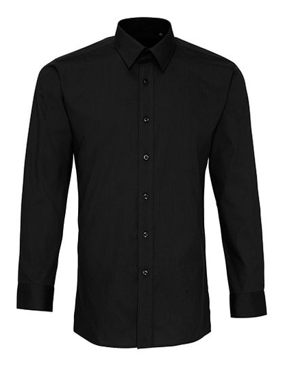 Men’s Long Sleeve ‘Recyclight’ Poplin Shirt-Schwarz