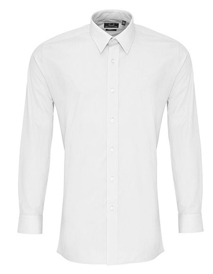 Men´s Long Sleeve Fitted Poplin Shirt- Weiß