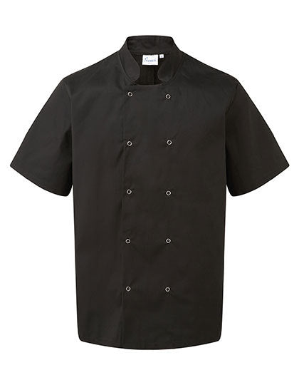 Studded Front Short Sleeve Chef´s Jacket - Schwarz (ca. Pantone Schwarz C)