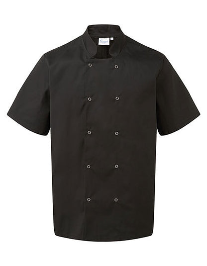 Studded Front Short Sleeve Chef´s Jacket - Schwarz (ca. Pantone Schwarz C)