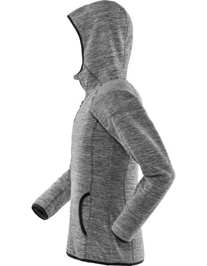 Women´s Microfleece Hoodi - Mergelgrau - Schwarz