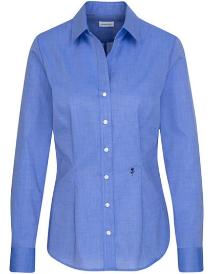 Women´s Blouse Slim Fit Long Sleeve-Mittelblau