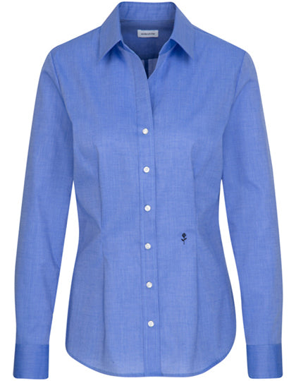 Women´s Blouse Slim Fit Long Sleeve-Mittelblau