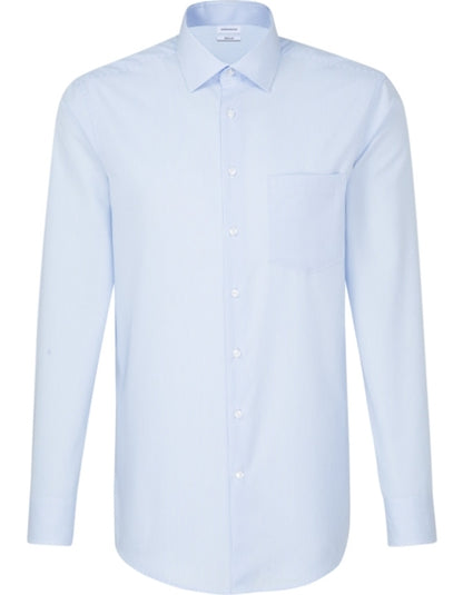 Men´s Shirt Regular Fit Check/Stripes Long Sleeve-Hellblau-Weiß kariert