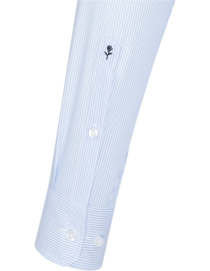 Men´s Shirt Regular Fit Check/Stripes Long Sleeve-Gestreift Hellblau - Weiß