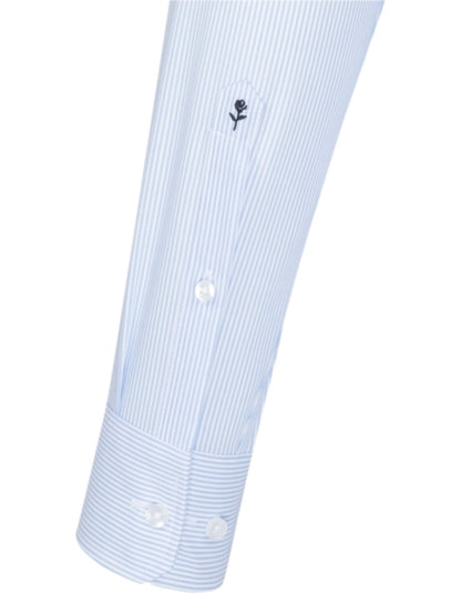 Men´s Shirt Regular Fit Check/Stripes Long Sleeve-Gestreift Hellblau - Weiß
