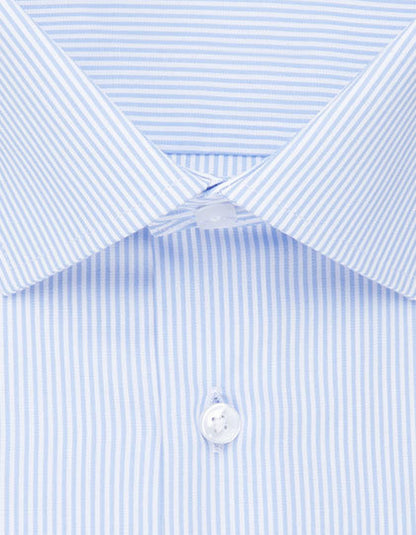 Men´s Shirt Regular Fit Check/Stripes Long Sleeve-Gestreift Hellblau - Weiß