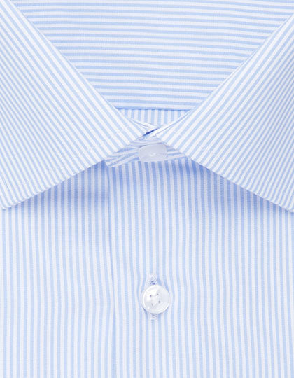 Men´s Shirt Regular Fit Check/Stripes Long Sleeve-Gestreift Hellblau - Weiß
