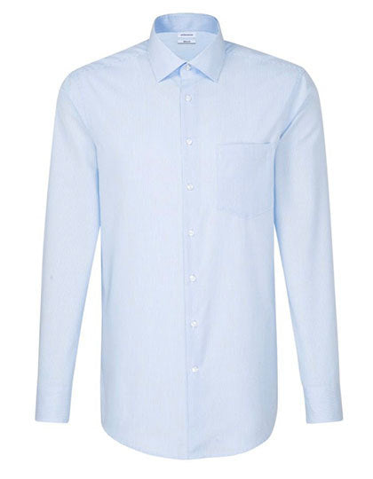 Men´s Shirt Regular Fit Check/Stripes Long Sleeve-Gestreift Hellblau - Weiß