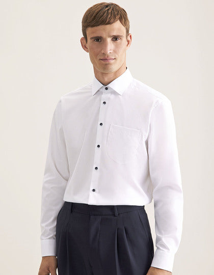 Men´s Shirt Poplin Regular Fit Long Sleeve-Weiß