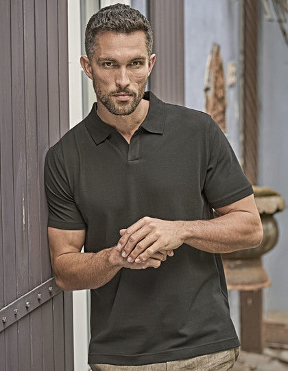 Luxury Stretch V-Neck Polo - Weiss