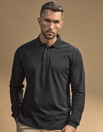 Men´s Luxury Stretch Long Sleeve Polo - Schwaraz