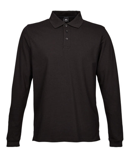 Men´s Luxury Stretch Long Sleeve Polo - Schwaraz